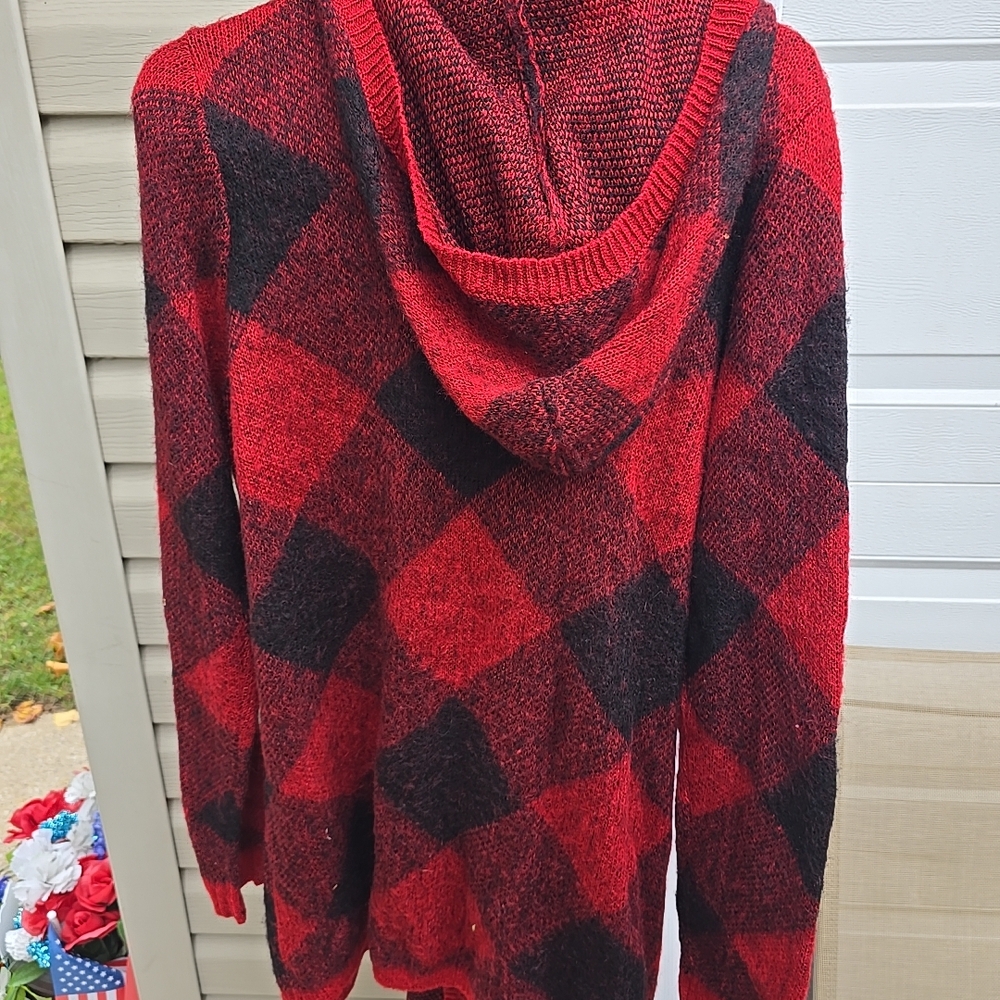 Almost Famous Red and Black Checkered Hoodie